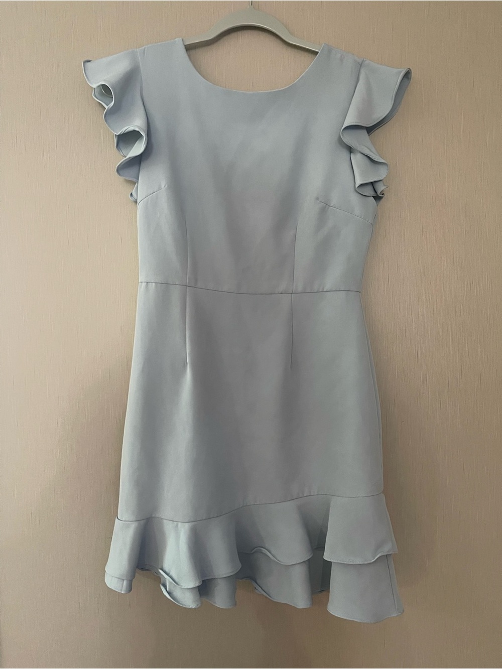 TCEC boutique medium Elegant Light Blue Ruffle Hem Women's Dress